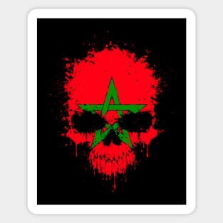 Chaotic Moroccan Flag Splatter Skull Sticker